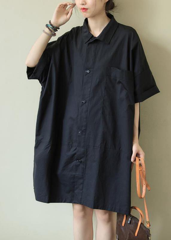 Black Plus Size Lapel Summer Dress