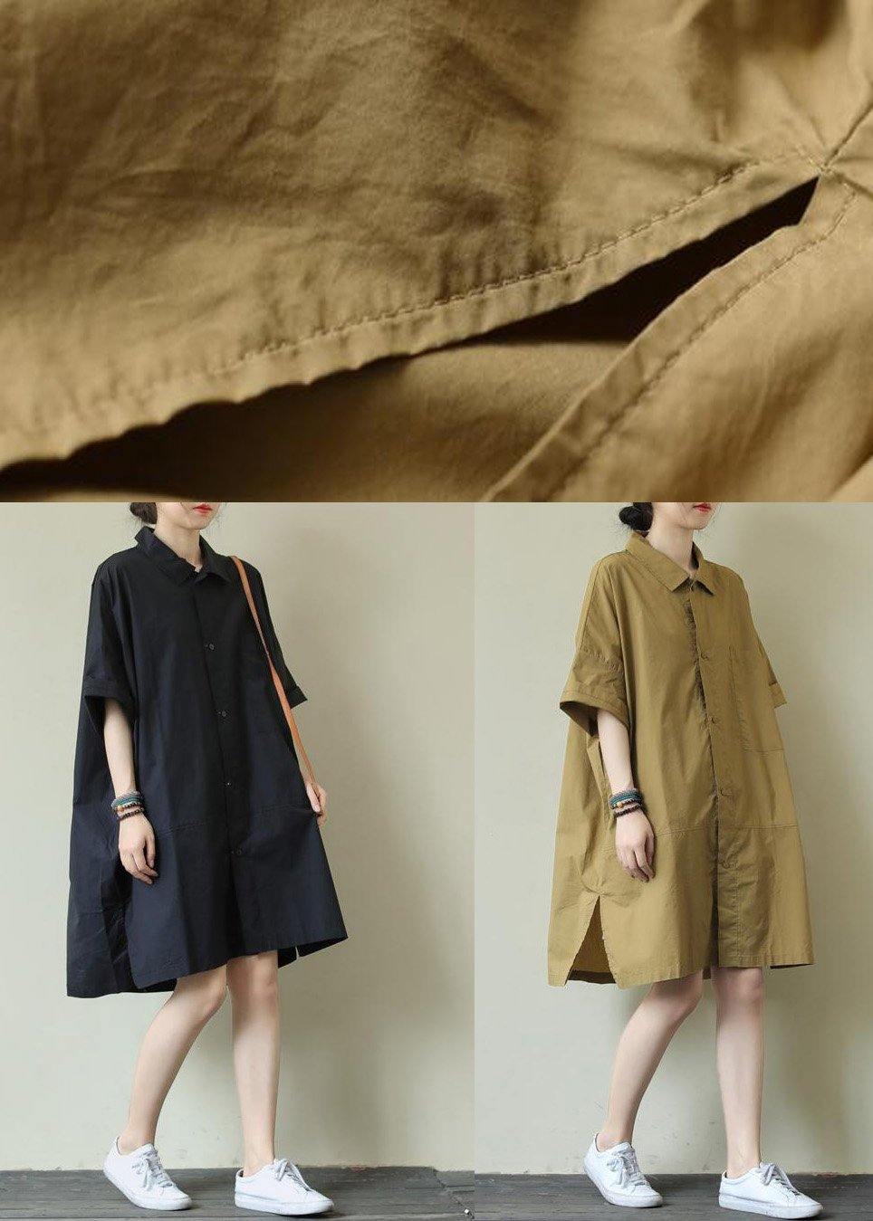 Black Plus Size Lapel Summer Dress