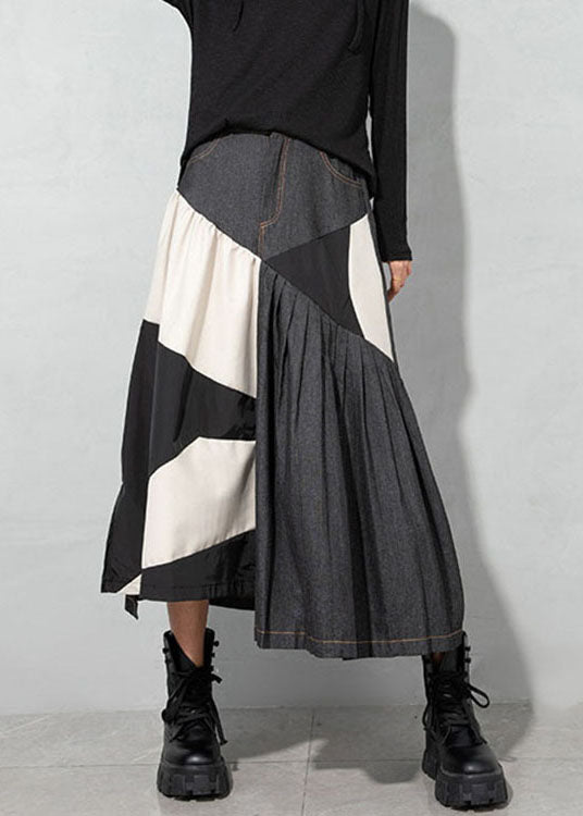 Light Blue Asymmetrical Patchwork Denim Skirt