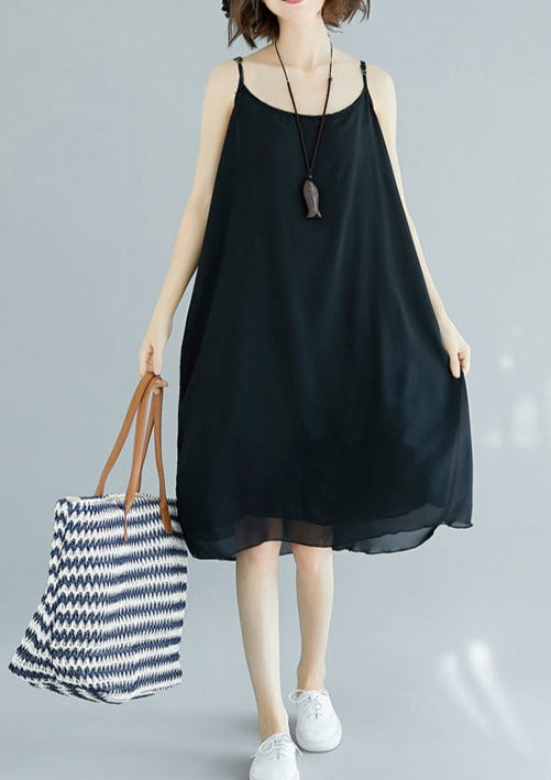 Black Chiffon Spaghetti Strap Maxi Dress