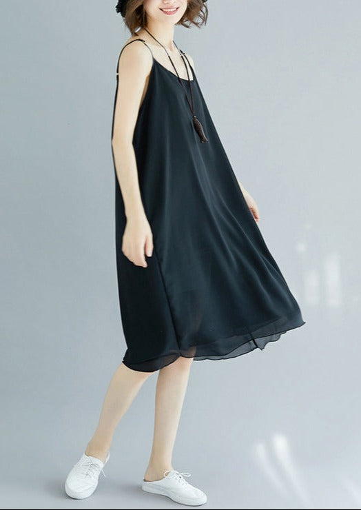 Black Chiffon Spaghetti Strap Maxi Dress