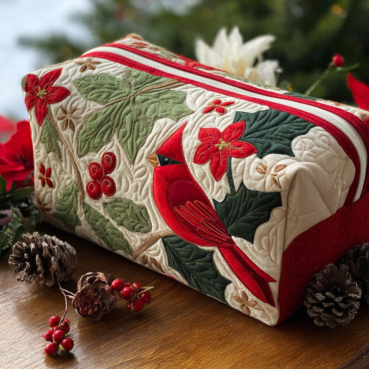 Quilted beauty case with cardinal and holly NCU0PT9271