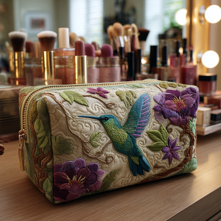 Quilted beauty case with bright hummingbird NCU0DK10214