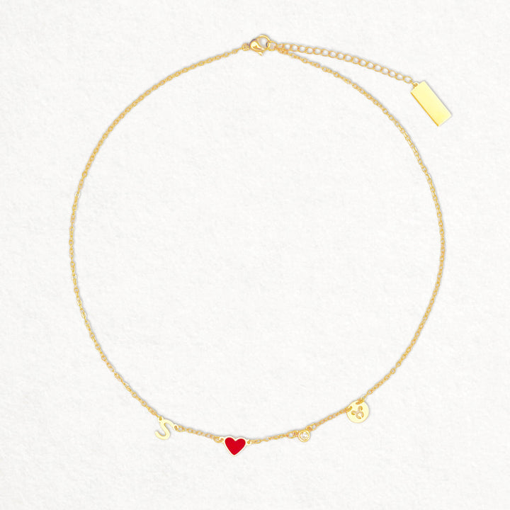 Custom Initial Heart Necklace with Birthstone and Zodiac Sign