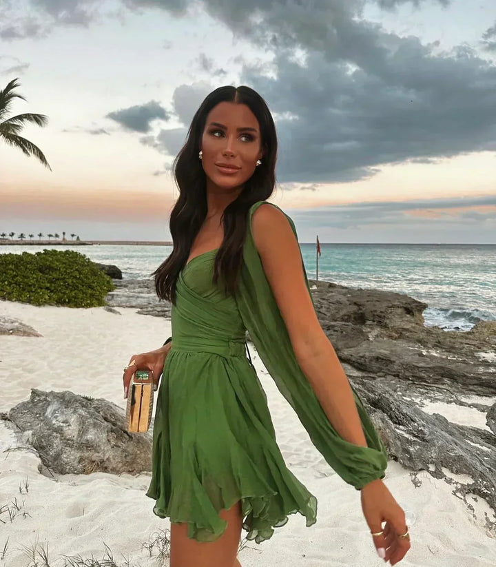 Balloon Sleeve Mini Dress