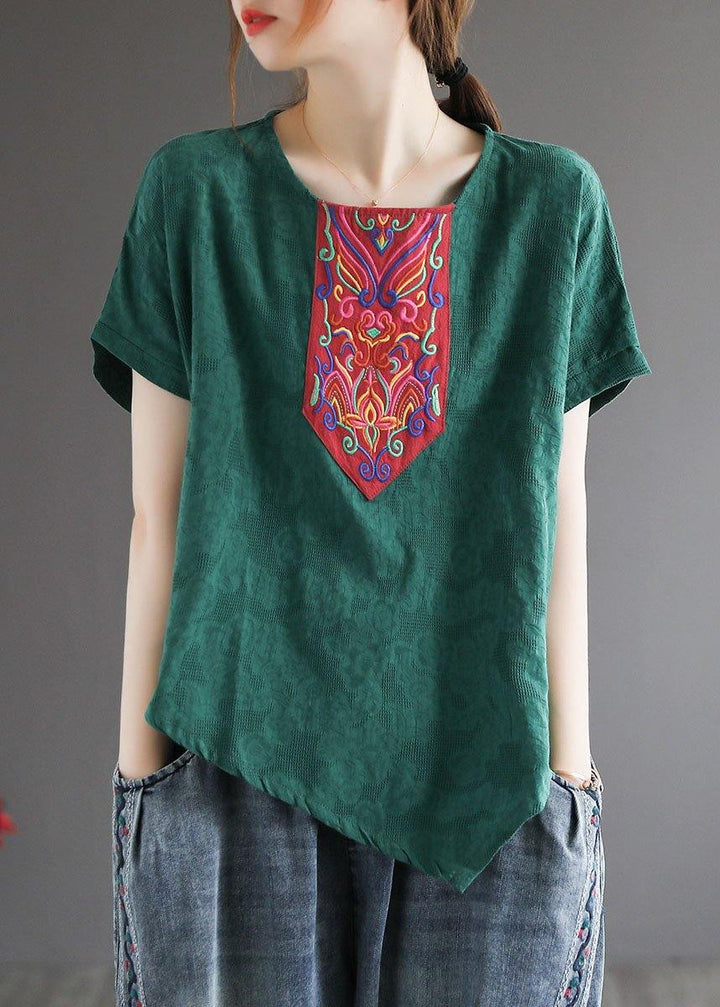Yellow Retro Embroidered Linen Shirt