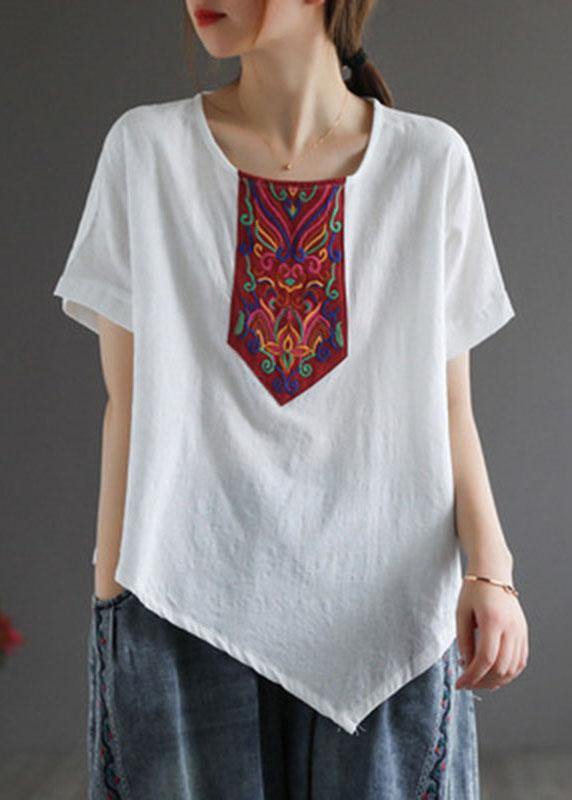 Yellow Retro Embroidered Linen Shirt