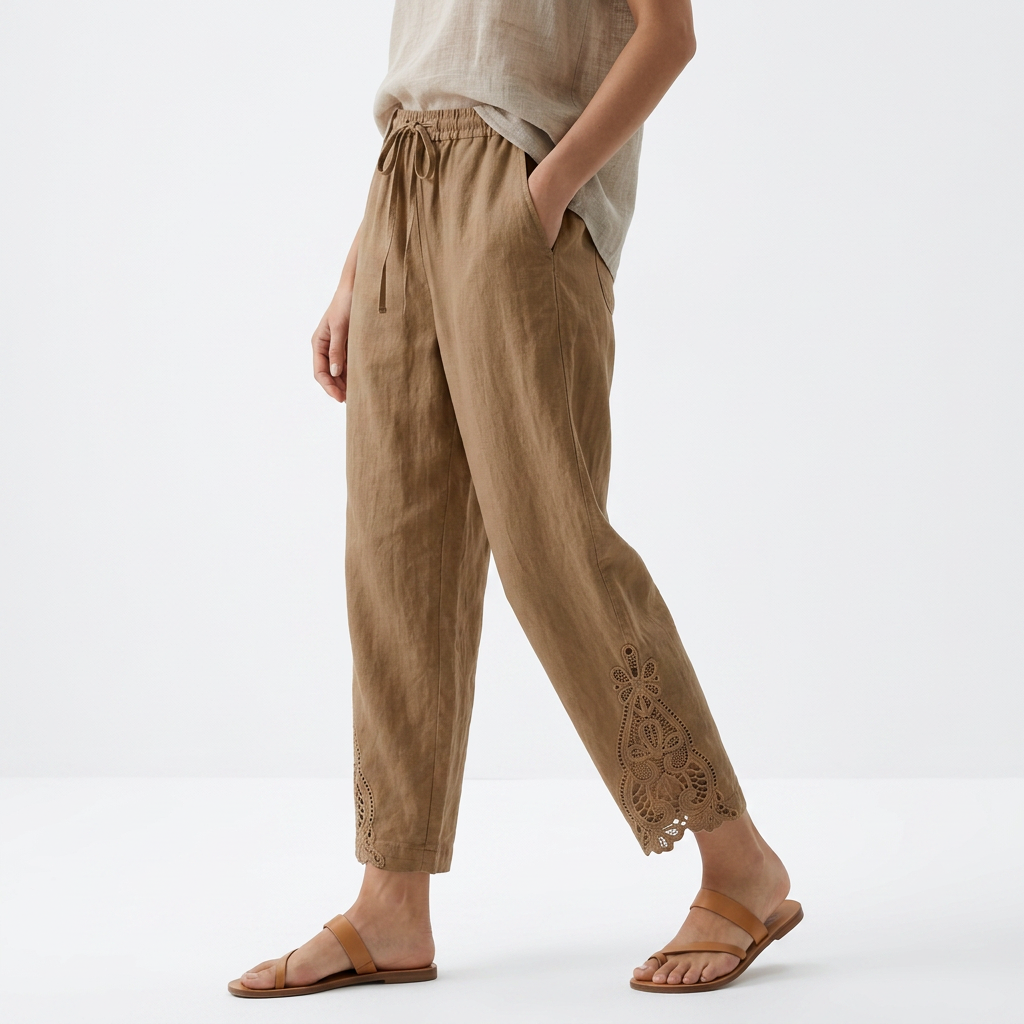 Perrine | Wide Cropped Lace Hem Pants