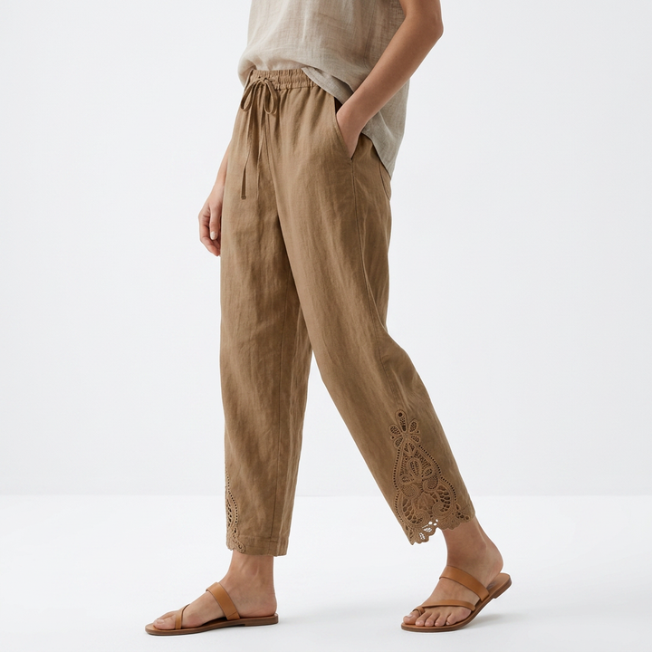 Perrine | Wide Cropped Lace Hem Pants