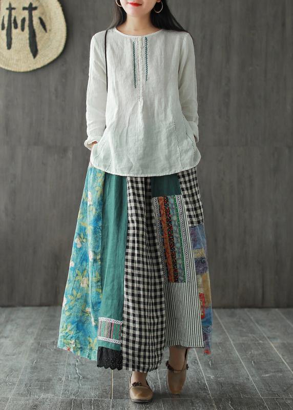 Contrast Colour Retro Linen Skirt
