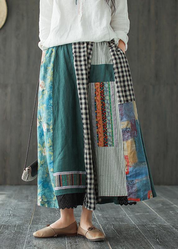 Contrast Colour Retro Linen Skirt