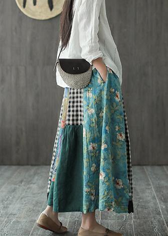Contrast Colour Retro Linen Skirt