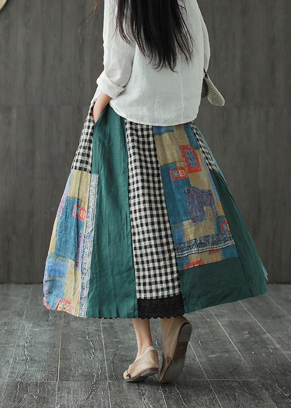 Contrast Colour Retro Linen Skirt
