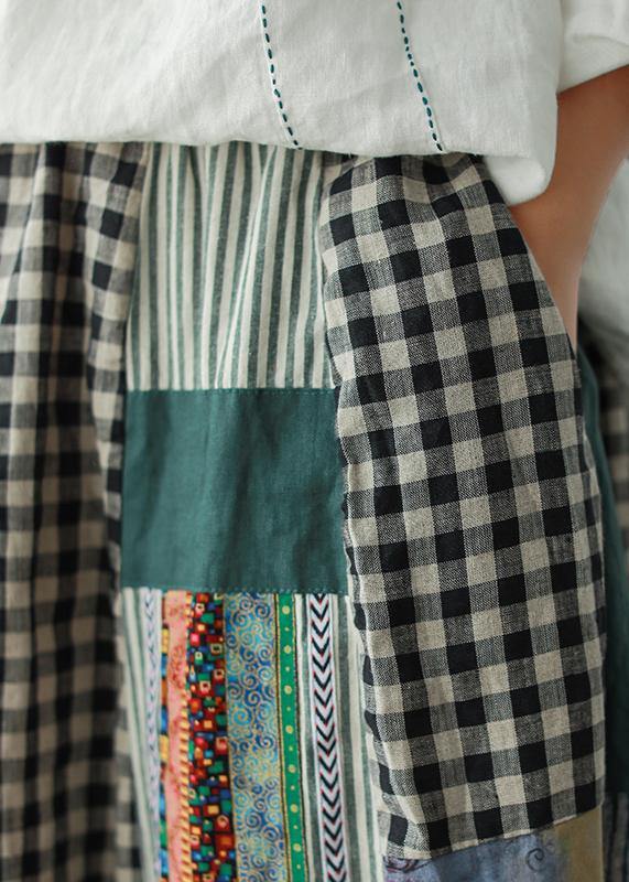 Contrast Colour Retro Linen Skirt