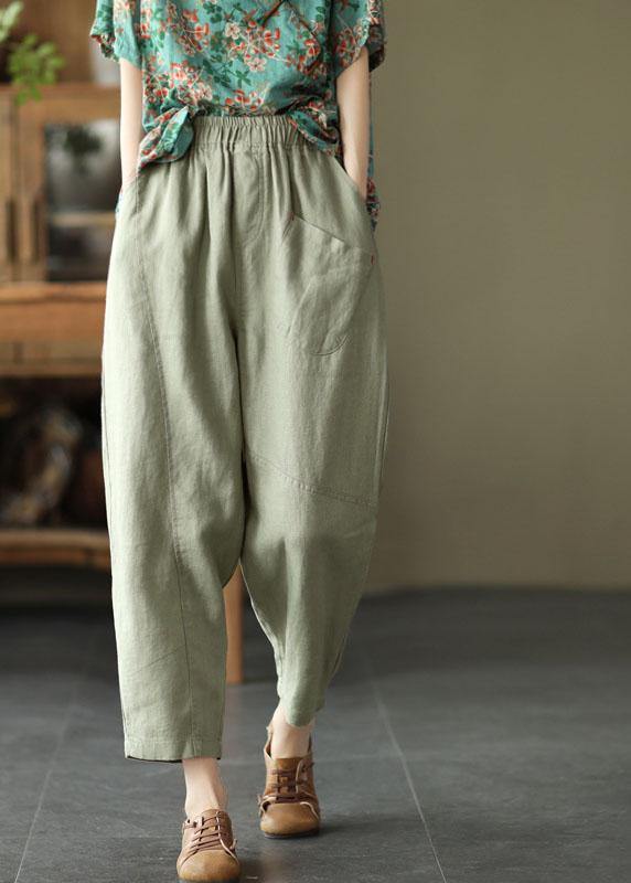 Lose hellgrüne Taschen Sommerhose Leinen