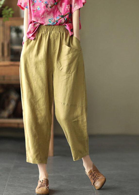 Lose hellgrüne Taschen Sommerhose Leinen