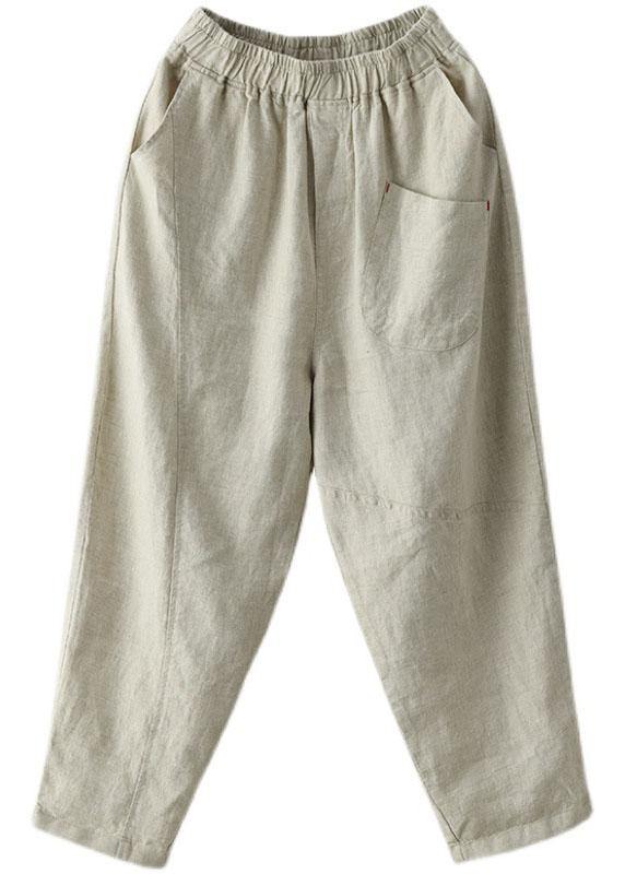 Lose hellgrüne Taschen Sommerhose Leinen