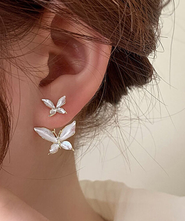 White Copper Butterfly Stud Earrings