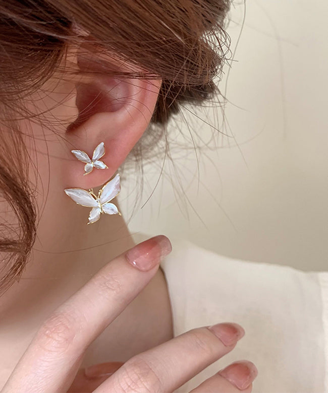 White Copper Butterfly Stud Earrings