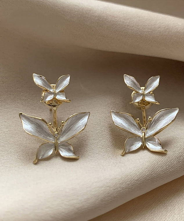 White Copper Butterfly Stud Earrings