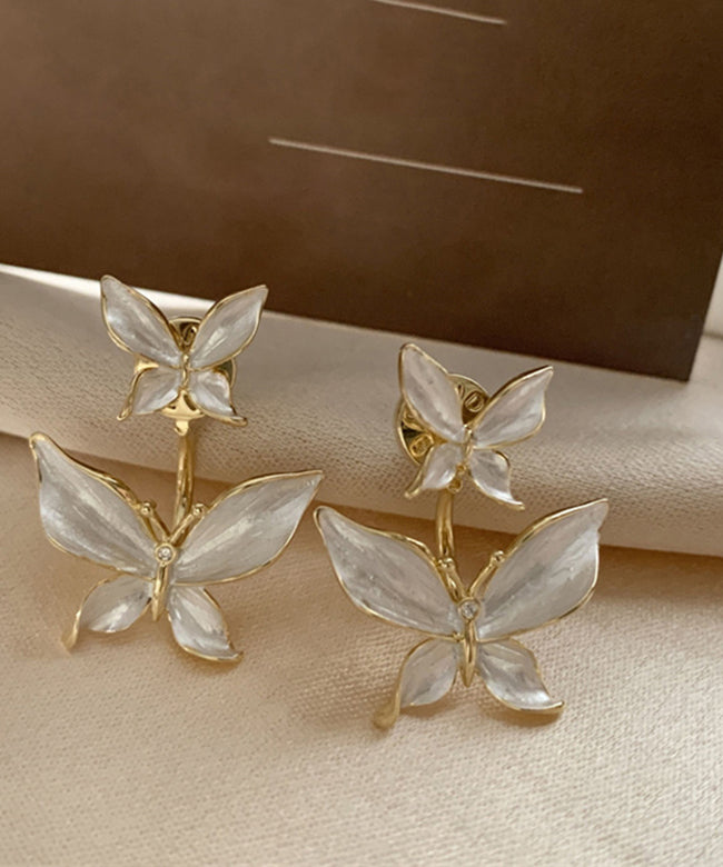 White Copper Butterfly Stud Earrings