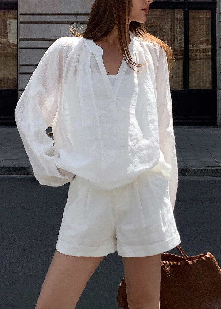 White Long Sleeve Two-Piece Set
