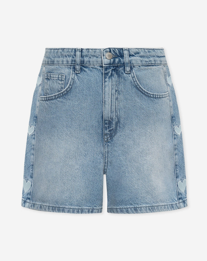 Heart | Blue Denim Mom Short