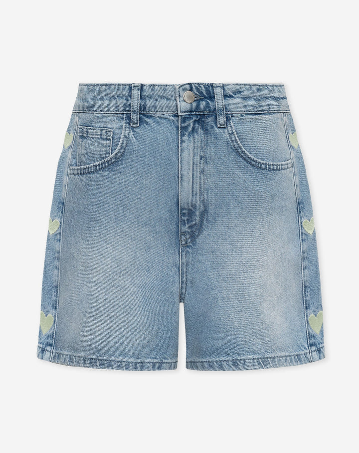 Heart | Pistachio Denim Mom Short