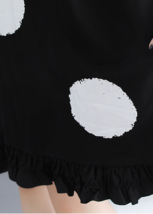 Black Polka Dot Stand Collar Holiday Dress