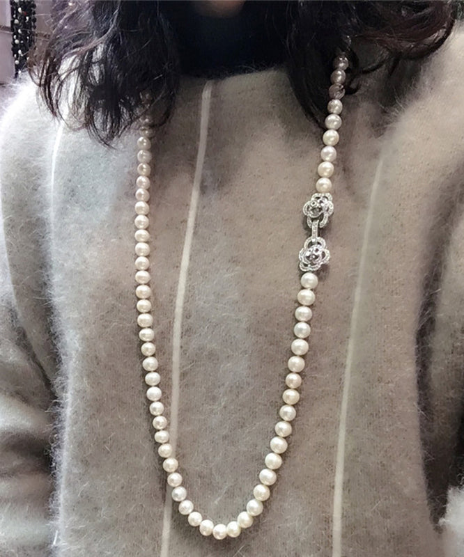 Sterling Silver Long Pearl Necklace