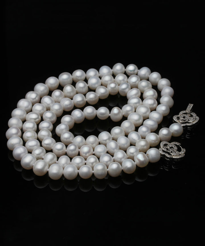 Sterling Silver Long Pearl Necklace