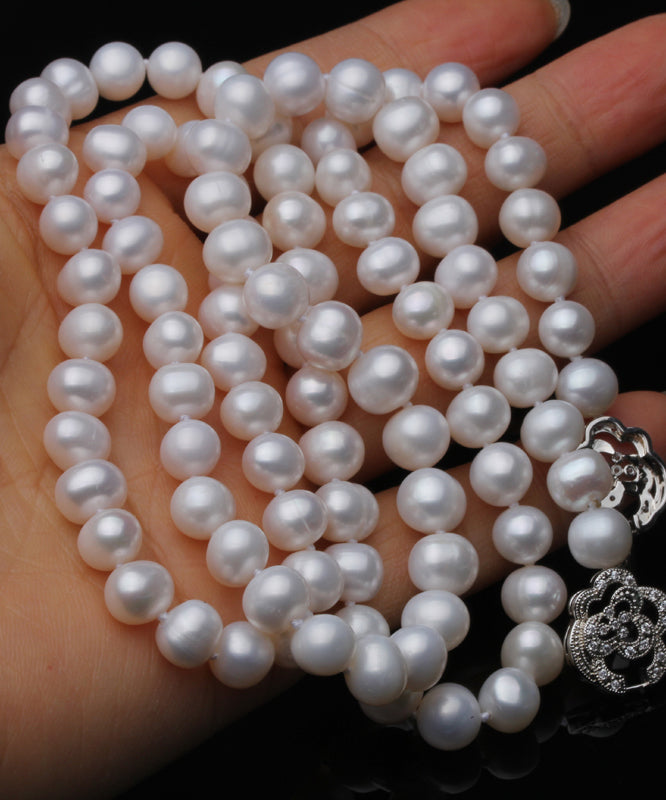 Sterling Silver Long Pearl Necklace