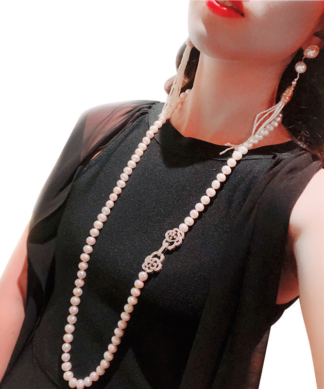 Sterling Silver Long Pearl Necklace