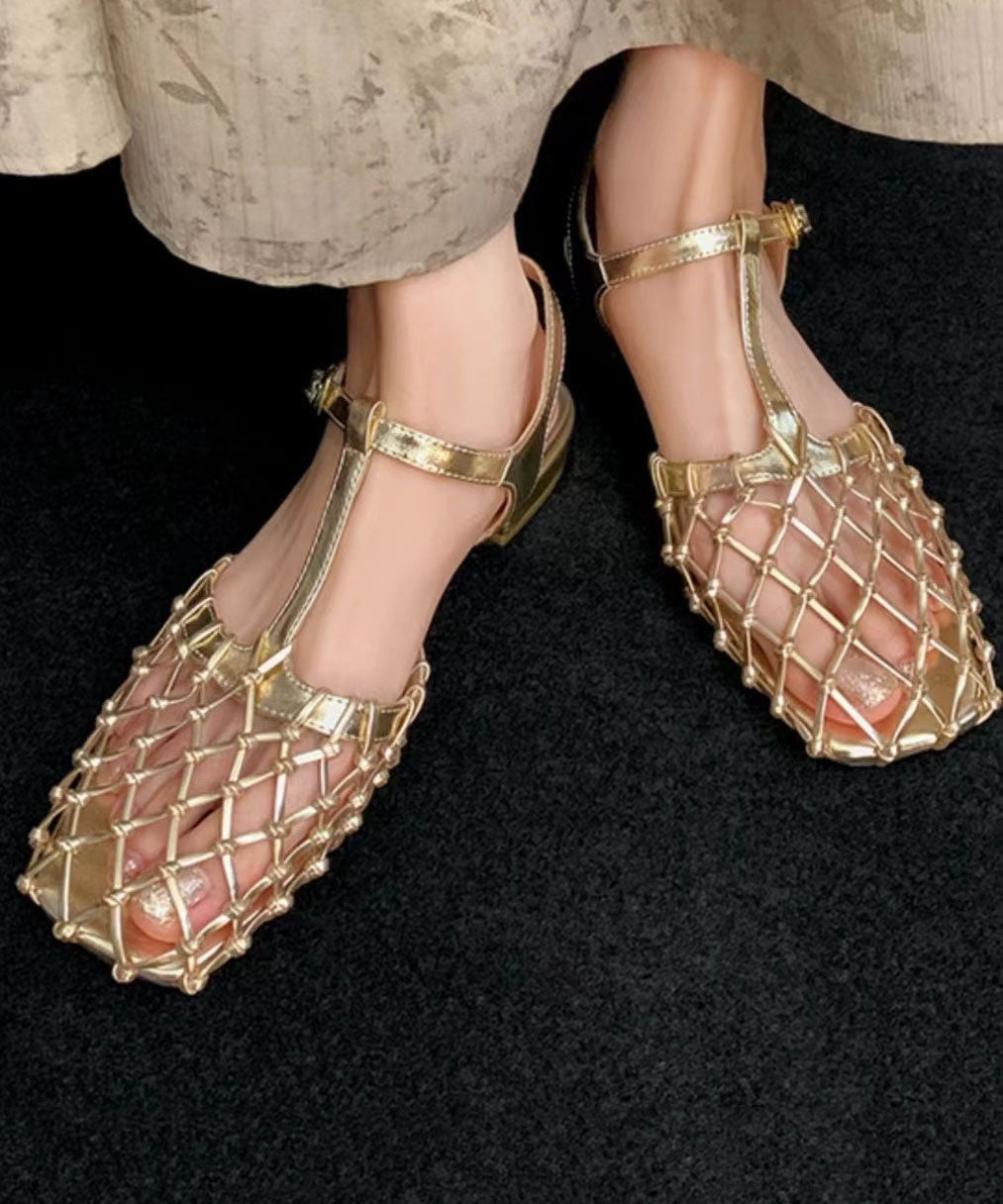 Silver Hollow Buckle Strap Sandals