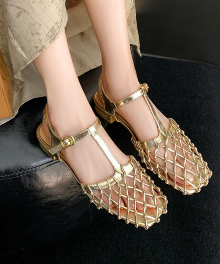 Gold Hollow Buckle Strap Sandals