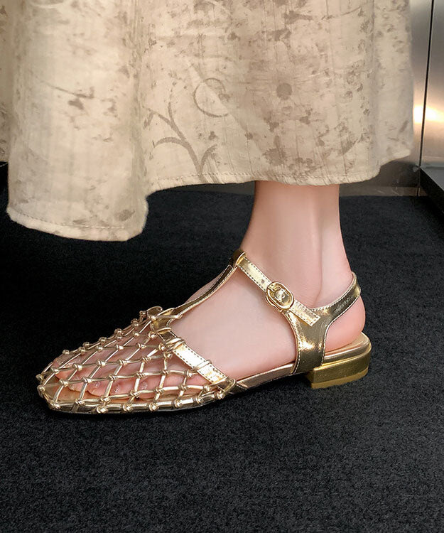 Gold Hollow Buckle Strap Sandals