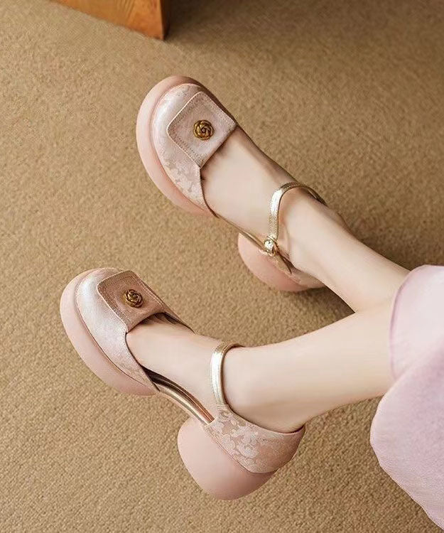 Green Embossed Buckle Chunky Sandals