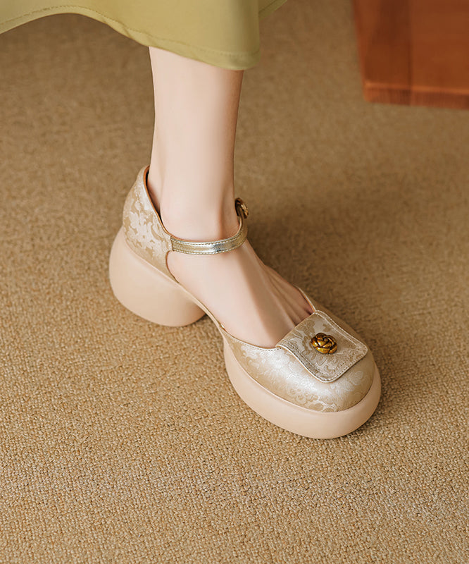 Green Embossed Buckle Chunky Sandals