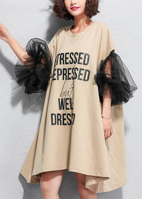 Lace Patchwork Midi Cotton Dress
