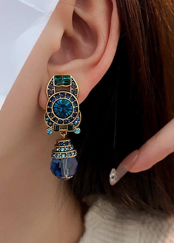 Blue Zircon Crystal Drop Earrings