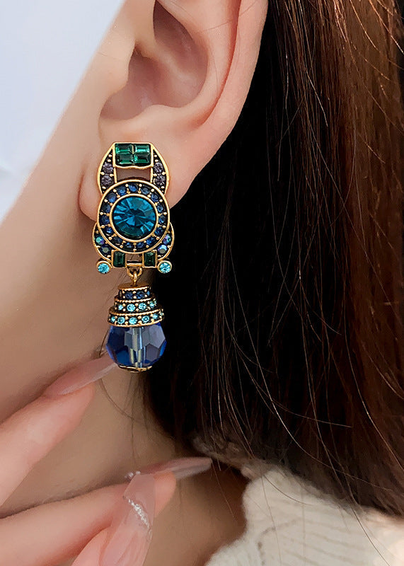 Blue Zircon Crystal Drop Earrings