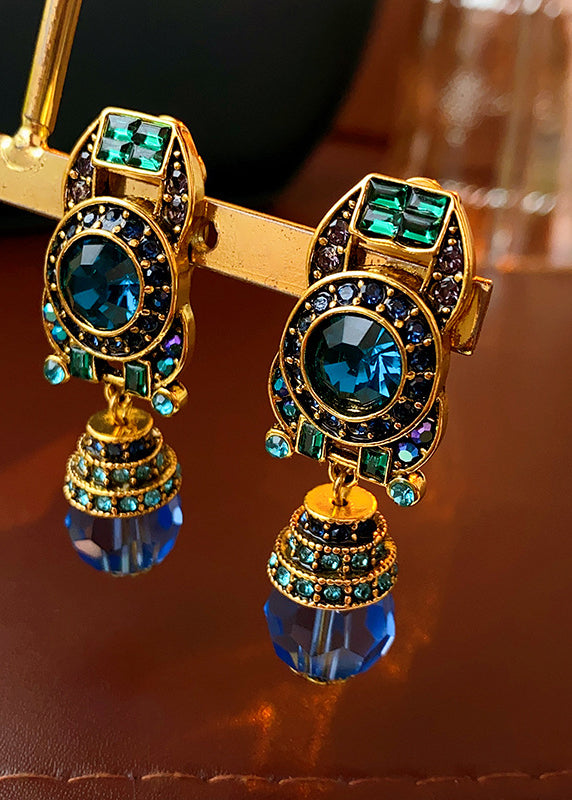 Blue Zircon Crystal Drop Earrings