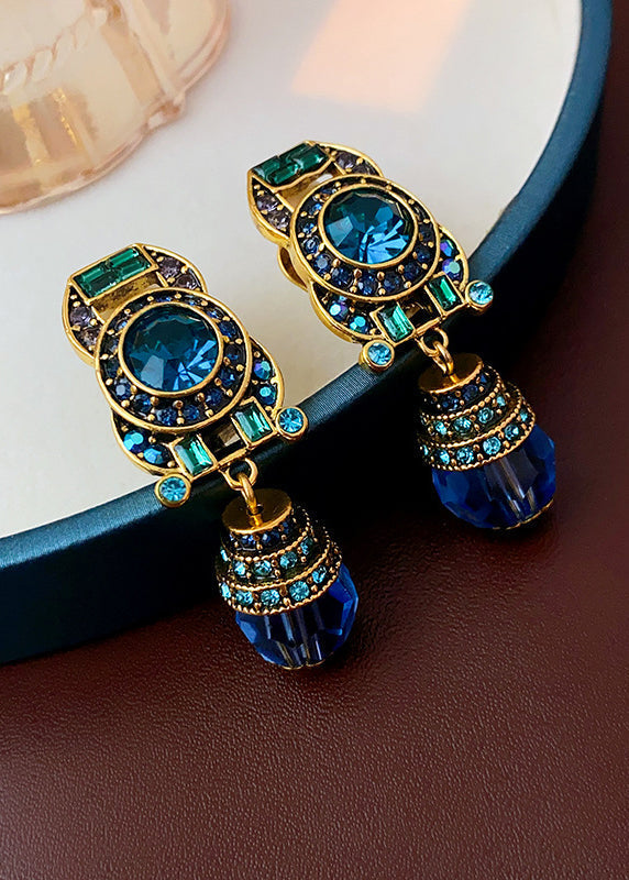 Blue Zircon Crystal Drop Earrings