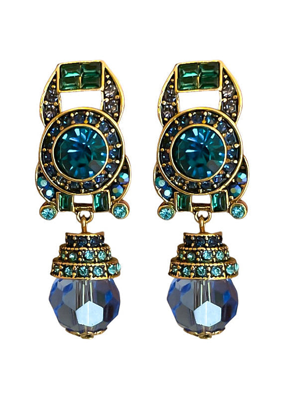 Blue Zircon Crystal Drop Earrings