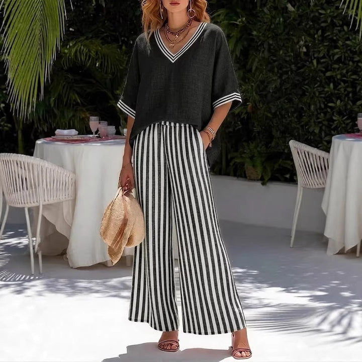 Aria | V-Neck Wide Pant Set