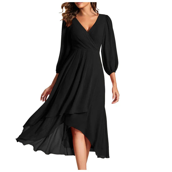VITTORIA | Elegant dress with asymmetrical hem and flowing sleeves Refined look for any occasion