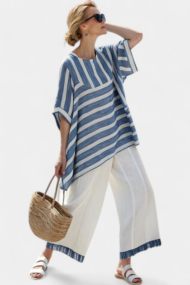 Hazel | Blue Stripes Two-Piece Set