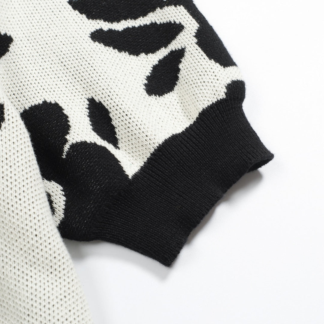 Black | casual vintage floral jacquard cardigan