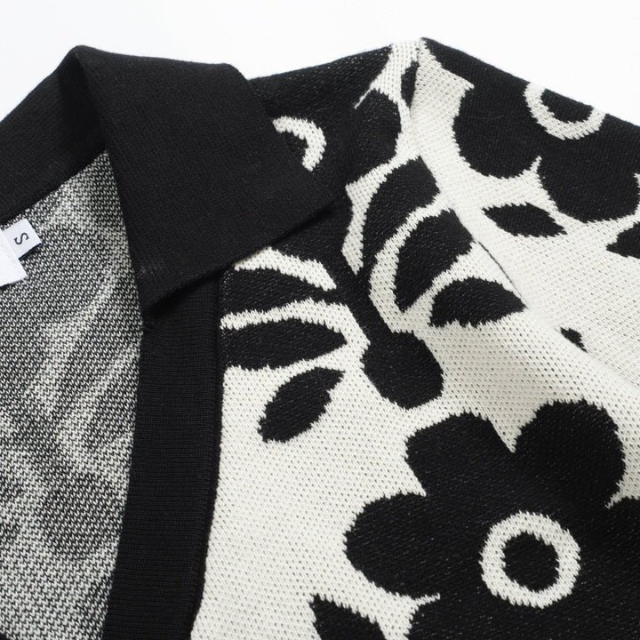 Black | casual vintage floral jacquard cardigan