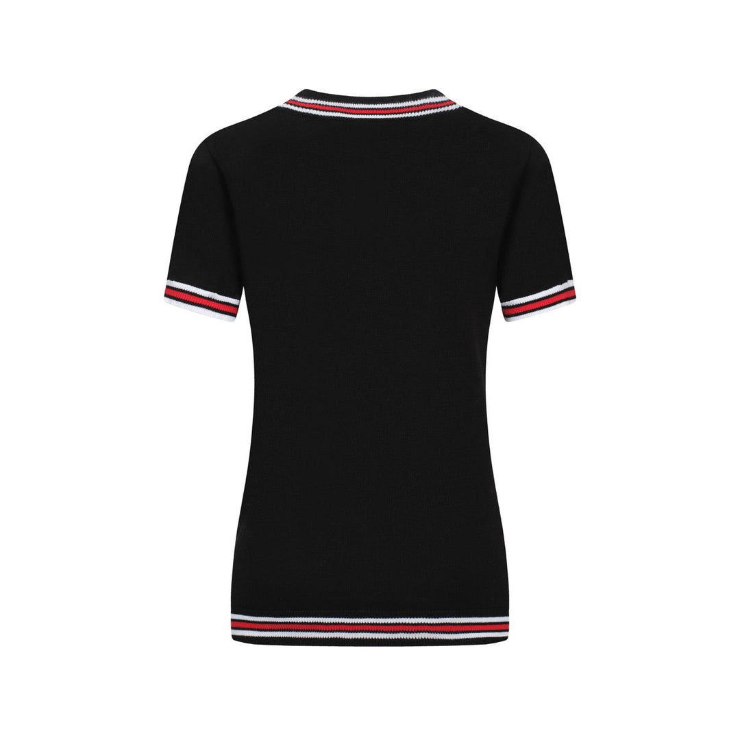 Black | Retro Pocket V-Neck Knitted T-Shirt
